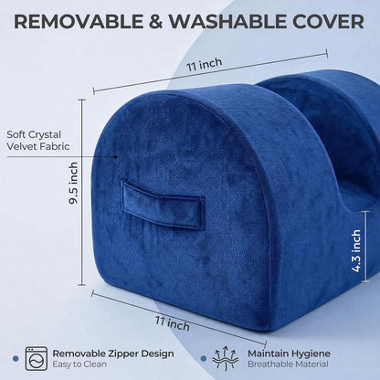 Leg Elevation Pillow for Knee Replacement Surgery Recovery with Handle | Firm Support Foam, Portable Wedge, Removable Cover, Lightweight, Anti-Slip, Breathable, Machine Washable Cover