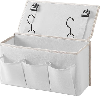 Bedside Caddy/Bedside Storage Organizer Hanging Bag with Three Options,Suitable for home beds, sofas, and dormitory beds—can hold magazines, books, phones, iPads, remote controls. (Gray)