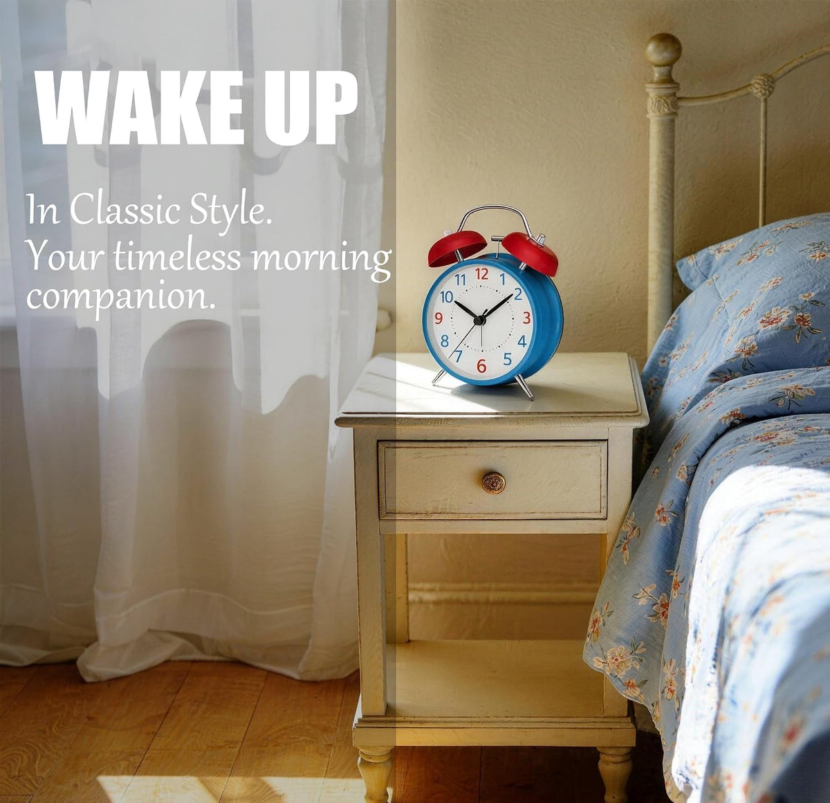 4.5" Analog Alarm Clock for Heavy Sleepers, Loud Battery Operated Alarm Clocks with Light, Metal Silent Desk Clock for Bedrooms, Retro Bedside Clocks for Kids Girls Women Mother Seniors, Pink