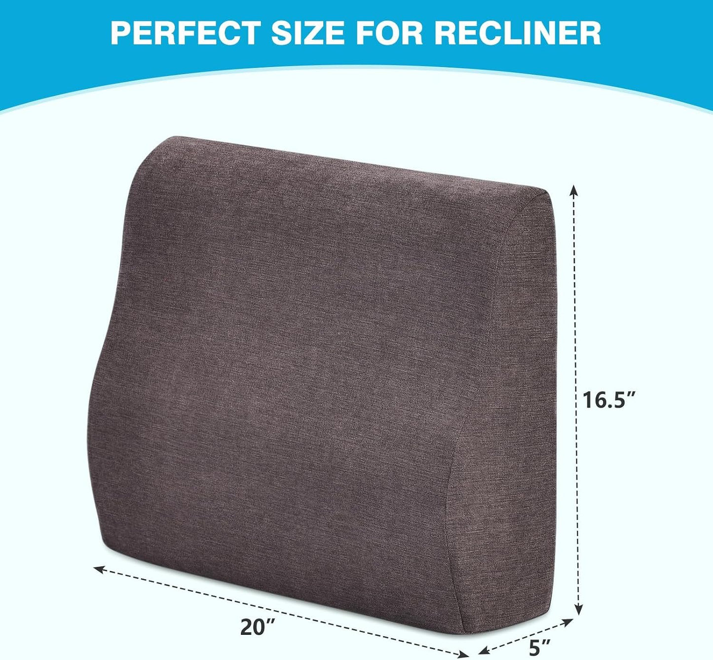 Back Support Pillow for Recliner Dual Layer Lumbar Support Pillow with Gel Memory Foam Ergonomic Orthopedic Couch Lumbar Cushions for Elderly Lower Back Pain Relief Washable Cover Brown