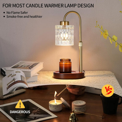 Candle Warmer Lamp with Timer and Dimmer,Electric Gold Light Gifts for Women Melt Wax Warmer Lamp with 2 Bulbs for Candle Jars House Warming New Home Decor Bedroom