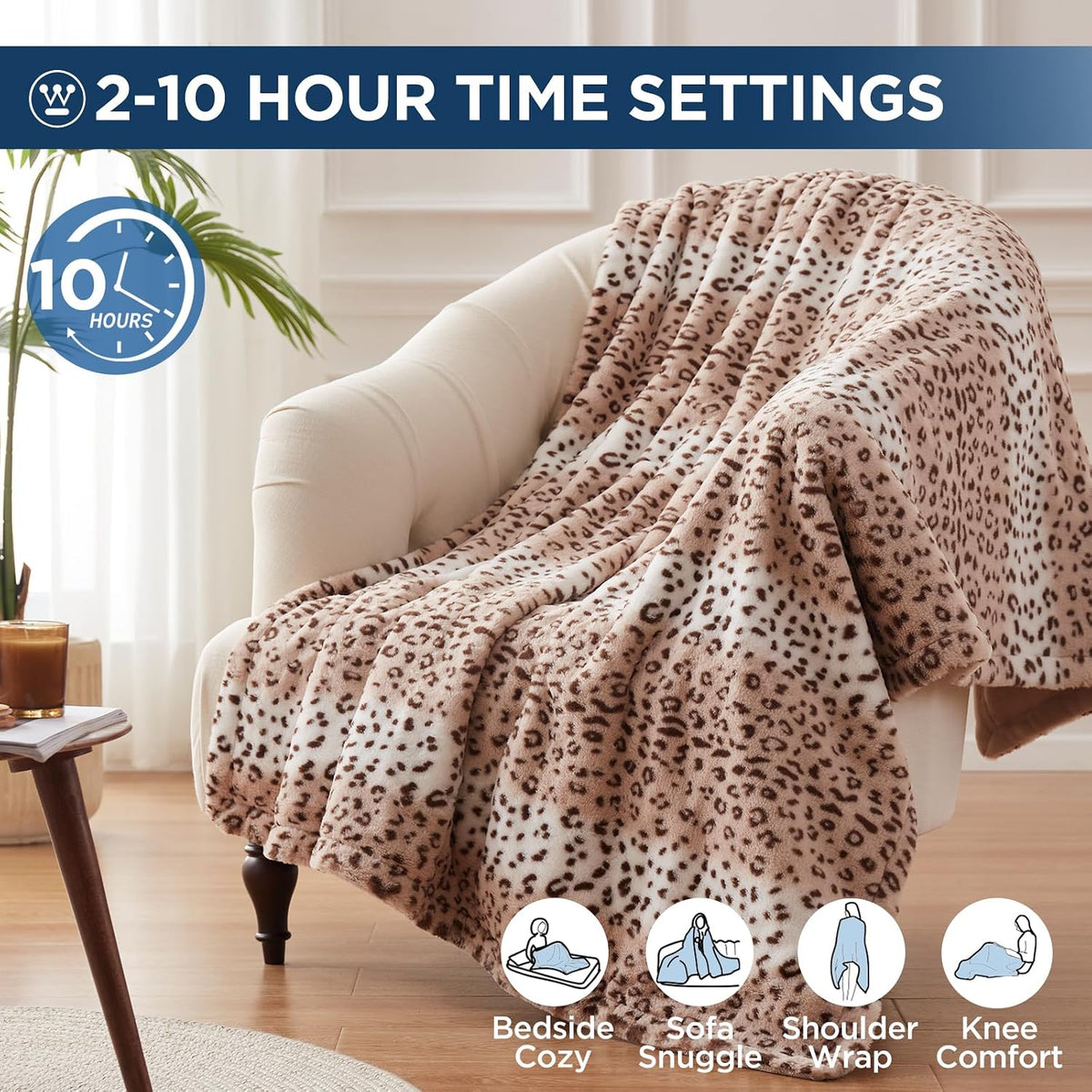 Westinghouse Heated Throw Blanket, 50"x60", Charcoal, ETL Certified