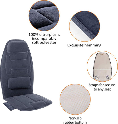 Snailax Massage Seat Cushion with Heat - Extra Memory Foam Support Pad in Neck and Lumbar,10 Vibration Massage Motors, 2 Heat Levels, Back Massager Chair Pad for Back | 【Gift for Men Women】10 Vibration Motors, 5 Massage Modes, Adjustable 3 Intensity,