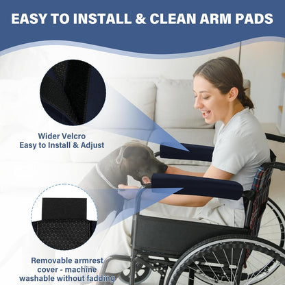 SPRING SEAON Wheelchair Armrest Covers, Soft Suede Memory Foam Pads, 1 Pair