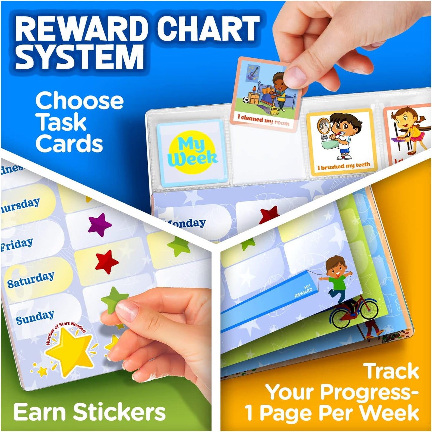Behavior Reward Chart System - Pad with 26 Chore Charts for Kids, 2800 Stickers to Motivate Responsibility & Good Habits