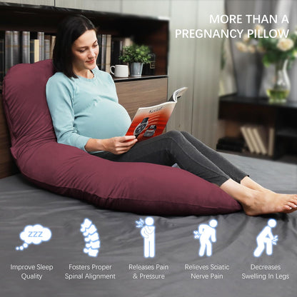 MOON PARK Pregnancy Pillows for Sleeping - 57 Inch U Shaped Full Body Maternity Pillow with Removable Cover - Support for Back, Legs, Belly, Hips - Pregnancy Pillow for Women - Grey