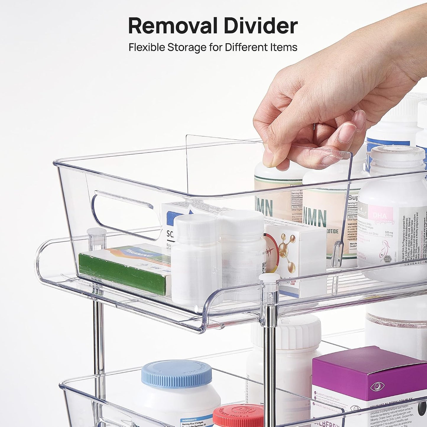 Vtopmart 2 Pack Pull Out Bathroom Under Sink Organizer (S-Standard) | Slide-out drawers, Multi-purpose storage, Clear visibility, Easy Set-up