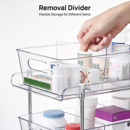 Vtopmart 2 Pack Pull Out Bathroom Under Sink Organizer (S-Standard) | Slide-out drawers, Multi-purpose storage, Clear visibility, Easy Set-up
