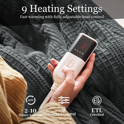 Texciting Heated Blanket 50"X60",Soft Electric Blanket,ETL Certified,Grey