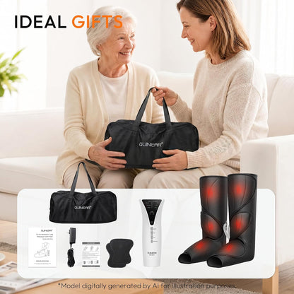 QUINEAR Leg Massager with Heat and Air Compression,Foot and Calf Massager for Circulation and Pain,Compression Boots with 3modes and 3 Intensities