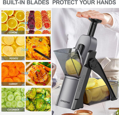 Safe Mandoline Slicer for Kitchen, Potato Slicer for Chips,Vegetable Cutter | Potato Slicer for Chips, 6 in 1 Vegetable slicer with Thickness Adjuster, Faster Kitchen Slicer for Meal Prep (Only Slice)