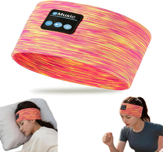 Sleep Bluetooth Headphones, Sleep Headphones Headband Wireless for Sleeping Side Sleeper, Wireless Sleep Earphones for Workout Sports Yoga Running Travel(Pinkish Yellow)