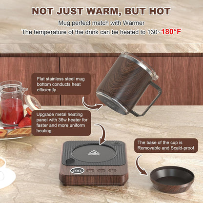 Felibeaco Coffee Mug Warmer & Mug Set for Desk, Smart Coffee Cup Warmer with 16oz Heated Mug, Cup Heater with Auto Shut Off for Office/Home, Coffee Gifts for Women/Men/Dad on Father‘s Day, Red