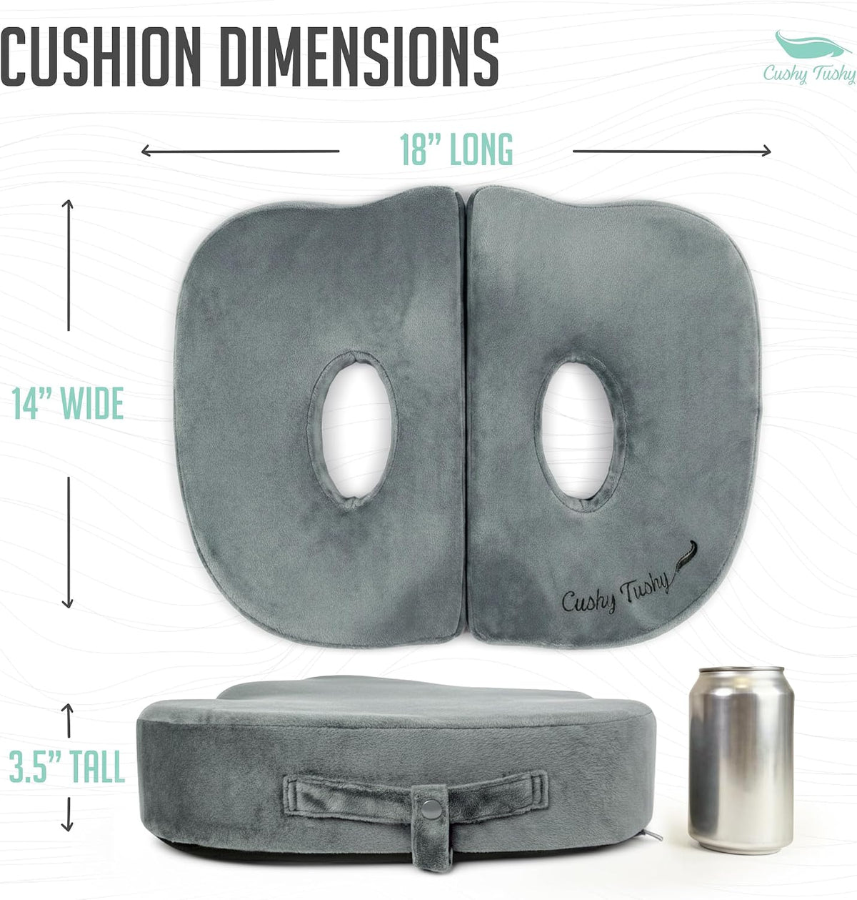 Cushy Tushy Premium Foldable Travel Seat Cushion - for Relief of Lower Back, Sciatic, Butt and Tailbone Pain - for Home & Office Use, Perfect for Travel or Driving - Coccyx Seat Cushion