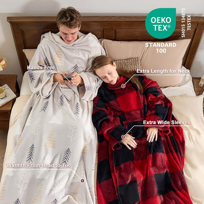 IFNOW Fleece Wearable Blanket with Sleeves, Oversized Snuggle Robe