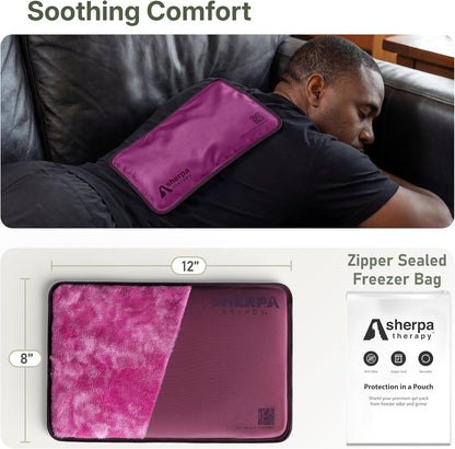 Medium Flexible Gel Ice Packs Reusable - Hot and Cold Soft Ice Packs for Injuries Reusable for Ankle, Arm, Foot, Leg, Back Pain Relief - 8" x 12" - Purple