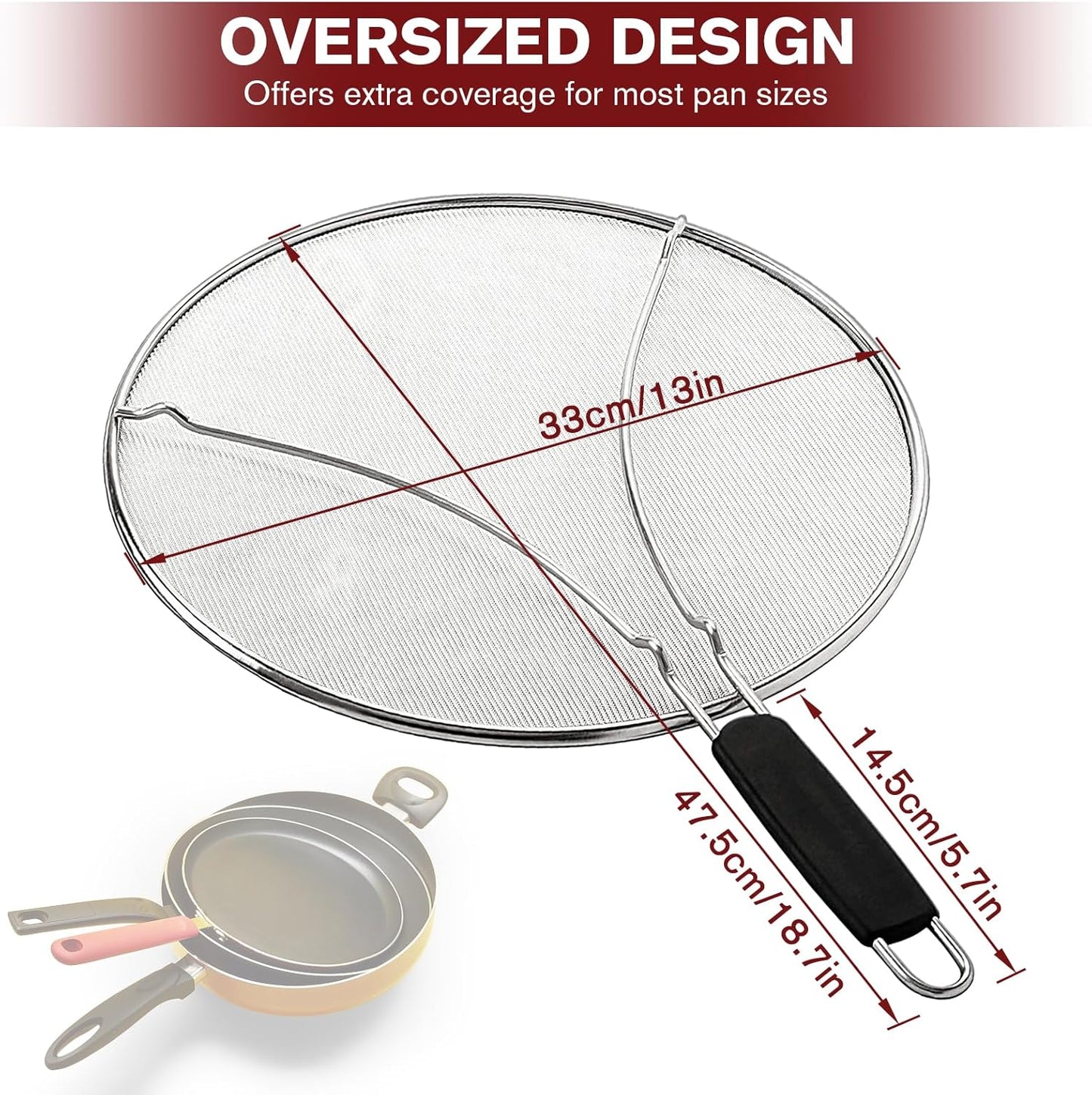 Splatter Screen for Frying Pan,Silicone Grease Splatter Guard, Heat-Resistant Splatter Guards for Cooking,Dishwasher Safe (9.8", 11.4", 13")