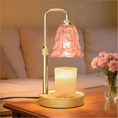 Candle Warmer Lamp with Timer Dimmer, Adjustable Height Pink Tulip Candle Wax Warmer, Christmas Birthday Gift for Mom Women,House Warming Gifts for New Home Bedroom Decor,Flower Pink