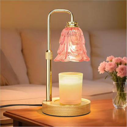 XJZJY Pink Flower Candle Warmer Lamp with Timer, Birthday Gifts for Women