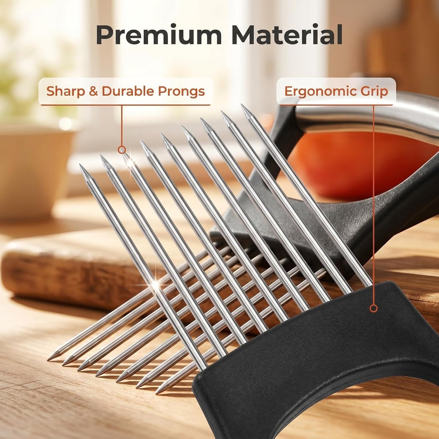 Stainless Steel Vegetable Slicer Holder for Onion Tomato and Avocado | Rust-Resistant Stainless Steel, Non-Slip Grip, Dishwasher Safe, for Even Slicing of Onions, Tomatoes, Avocados, and Eggs.