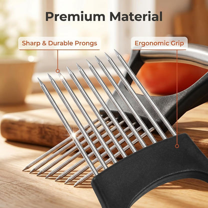 Stainless Steel Vegetable Slicer Holder for Onion Tomato and Avocado | Rust-Resistant Stainless Steel, Non-Slip Grip, Dishwasher Safe, for Even Slicing of Onions, Tomatoes, Avocados, and Eggs.