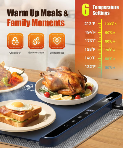 Warming Mat for Food, 26x15 Inch, Off White, Fast Heat, Child Lock