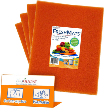 Bluapple FreshMats Fridge Bin Liners, Green, 12x15, Set of 4 Mats