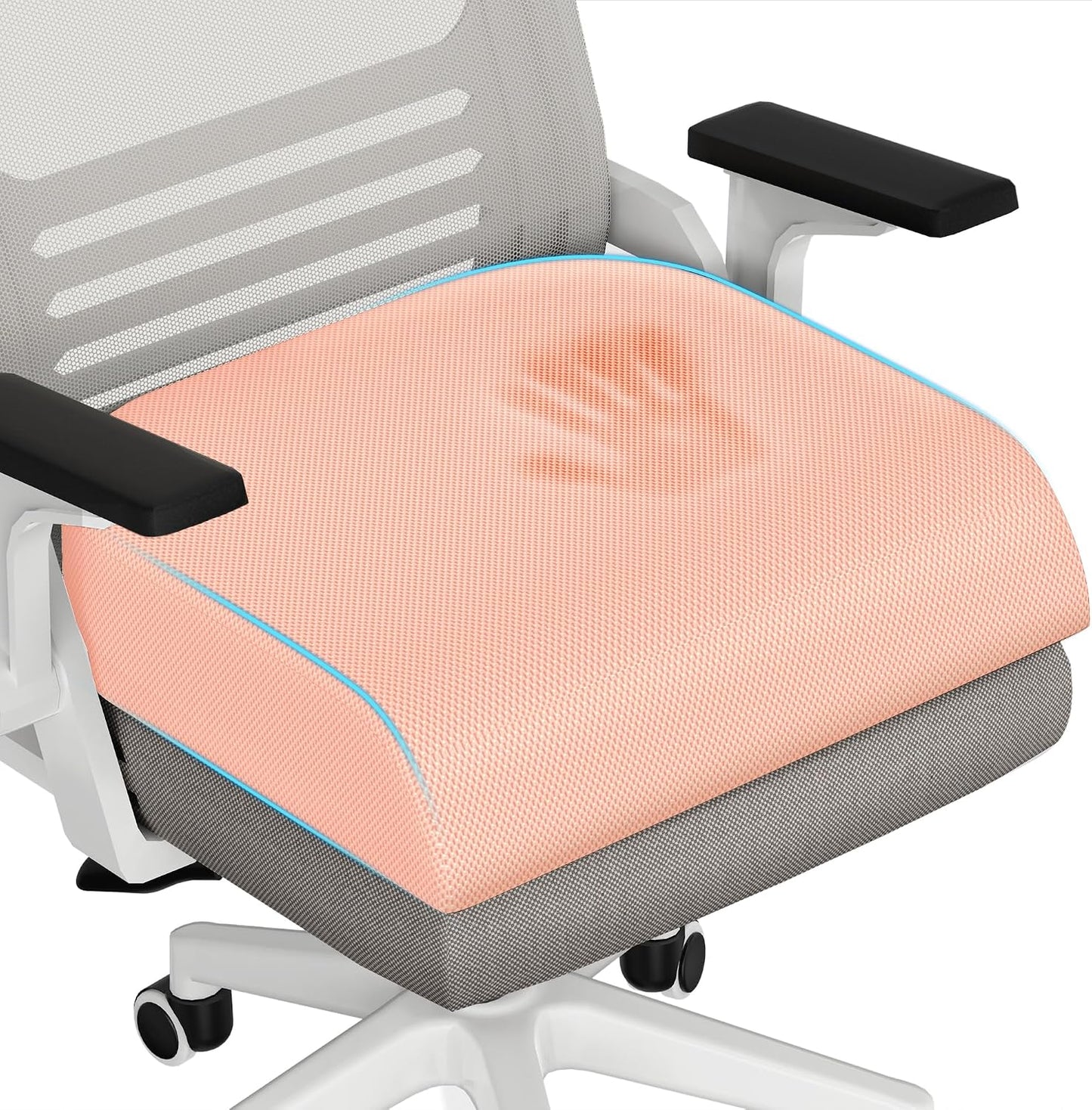 TranquilRelax Memory Foam Seat Cushion for Office Chair, 3-Inch, Black | Medium-firm Support for Long Sitting, Washable Mesh Cover, Non-slip Base, Perfect for Car Seats & Short Drivers