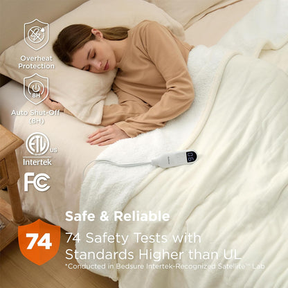Bedsure Heated Blanket Throw Blanket with Preheat Function - Fast Heating Electric Blanket, Soft Flannel Throw with 6 Time Settings(Up to 10H), 6 Heating Settings, Gifts for Grandma (50"x60", Grey)