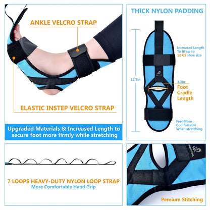 Foot & Calf Stretching Kit-Foot Rocker, Stretching Strap & Spiky Massage Ball-Effective Pain Relief for Plantar Fasciitis, Achilles Tendonitis, Tight Calves & Hamstrings-Instructions Included…