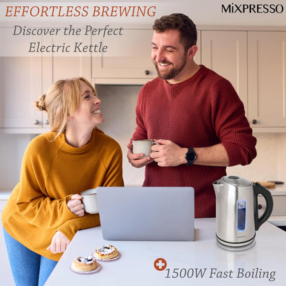 Mixpresso Electric Kettle Temperature Control, Hot Water Kettle Electric, Cordless 1 Liter Capacity, Keep Warm & LED Indicator, Auto-Shutoff, Boil-Dry Protection, Stainless Steel Electric Kettle