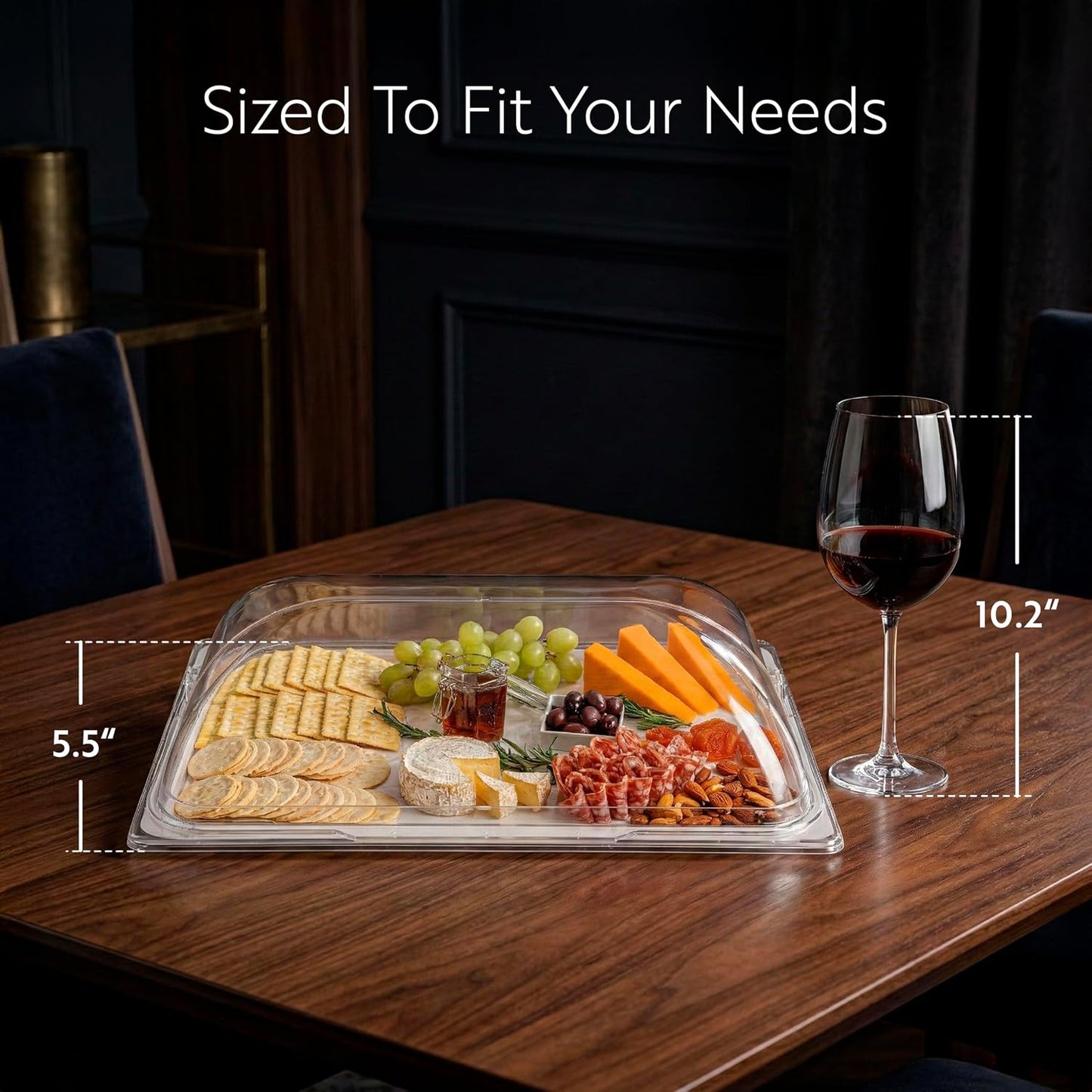 Restaurantware Cater Tek 11 Inch Polycarbonate Plate Cover 1 Shatterproof Dish Cover - Microwavable Endures Up To 210F Clear Plastic Splatter Cover With Finger Hole For 11 Inch Plates