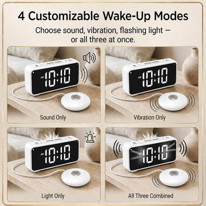 Vibrating Bed Shaker Alarm Clock for Deaf & Hard of Hearing, Black