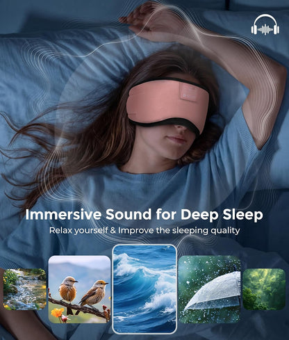 LOVE EYE Sleep Headphones Bluetooth 5.4 Sleeping Eye Mask Wireless Music Earphones with Built-in HD Speakers for Side Sleepers Cotton Sleeping Headphones for Women Men Gifts (Lavender Purple)