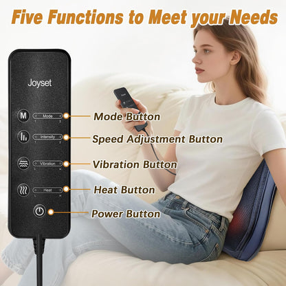 Joyset Back Massager with Heat, Shiatsu Chair Cushion for Lower Back | Upper & Lower Back 2-Level Heat, 16 Nodes Bidirectional Deep Kneading, Removable Washable Cover, Universal Fit for Mom, Dad