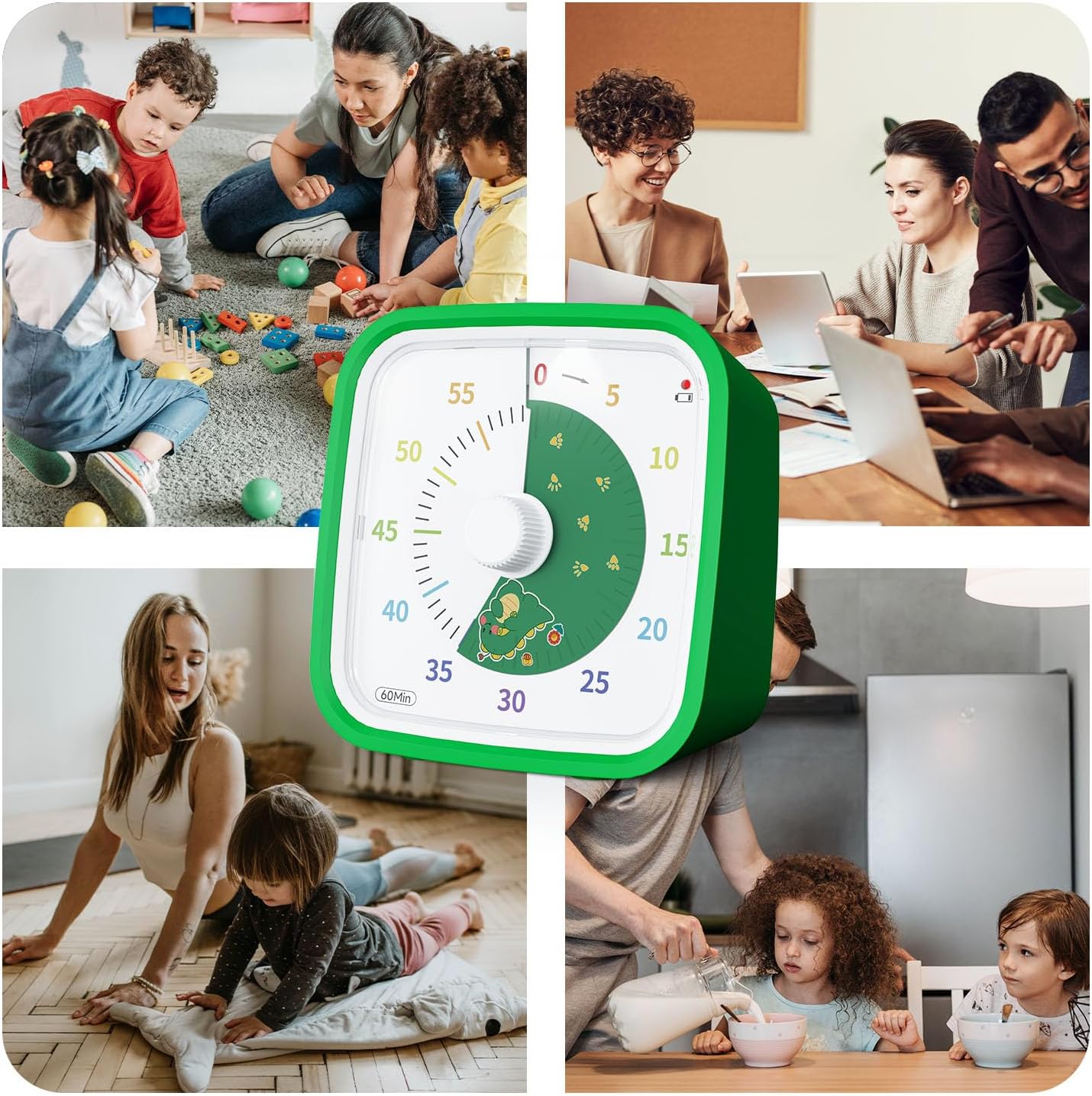 Yunbaoit Rainbow Visual Timer for Kids, 60-min Countdown Timer, Blue | Protective Case, No Ticking, Mute and Ringing Alarm Available, Time Management Tool, Low Power Reminder, for Study,Game,Work