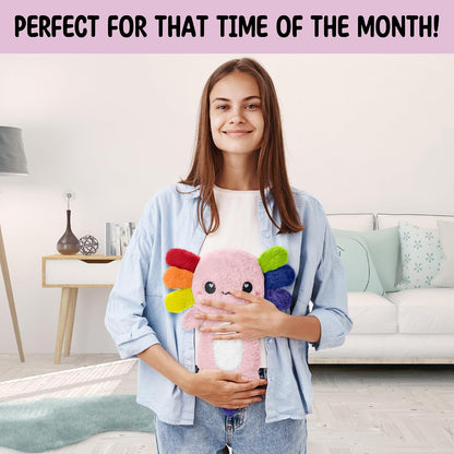 Axolotl Unscented 2Lbs Heating Pad for Neck Shoulders and Back Wrap Microwavable, Heatable 22.5" Cute Warm Stuffed Animals Neck Warmer - Axolotl Gifts for Women Girls and Kids