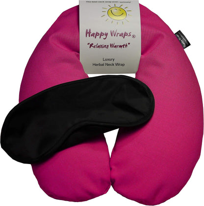 Microwavable Unscented Flax Seed Neck Wrap & Free Sleep Eye Mask - Hot Cold Heating Pad for Shoulder & Neck Pain Relief Pillow - Stress & Migraine Relief - Heat or Freeze - Pink