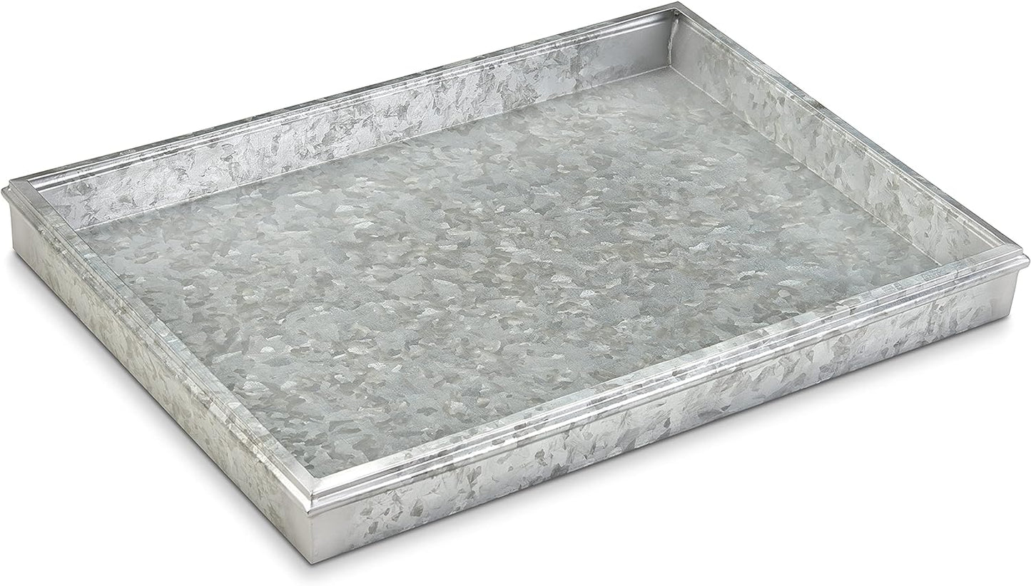 Good Directions 20″ x 14″ Decorative Squares Design Metal Boot Tray – Galvanized Steel with Copper Finish, Multi-Purpose Shoe, Plant & Pet Bowl Tray