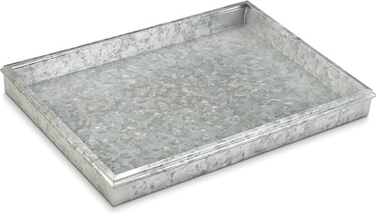 Good Directions 20″ x 14″ Decorative Squares Design Metal Boot Tray – Galvanized Steel with Copper Finish, Multi-Purpose Shoe, Plant & Pet Bowl Tray
