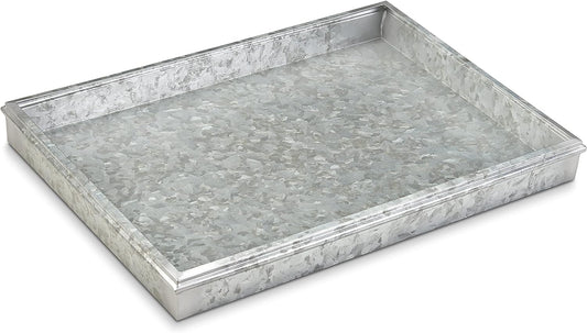Good Directions 20″ x 14″ Decorative Squares Design Metal Boot Tray – Galvanized Steel with Copper Finish, Multi-Purpose Shoe, Plant & Pet Bowl Tray