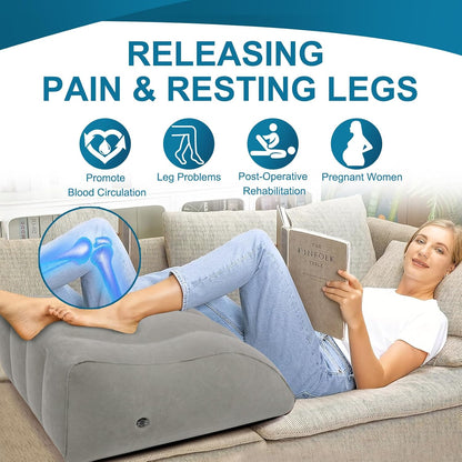Inflatable Leg Elevation Pillow, Wedge Pillow for Sleeping, Portable Wedge Pillow, Improve Circulataion and Reduce Swelling, for Sleeping, Recovery, Pregnant (Grey)