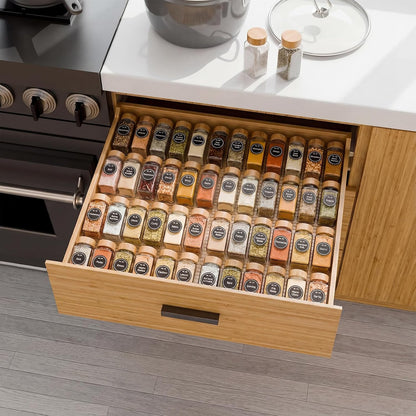 8 Pack Adjustable Spice Rack for Drawer- Expandable From 11" to 22" Expandable Spice Drawer Organizer 4 Tiers Acrylic Seasoning Organizer Rack,Clear Spice Rack Tray for Spices,Condiment (8)