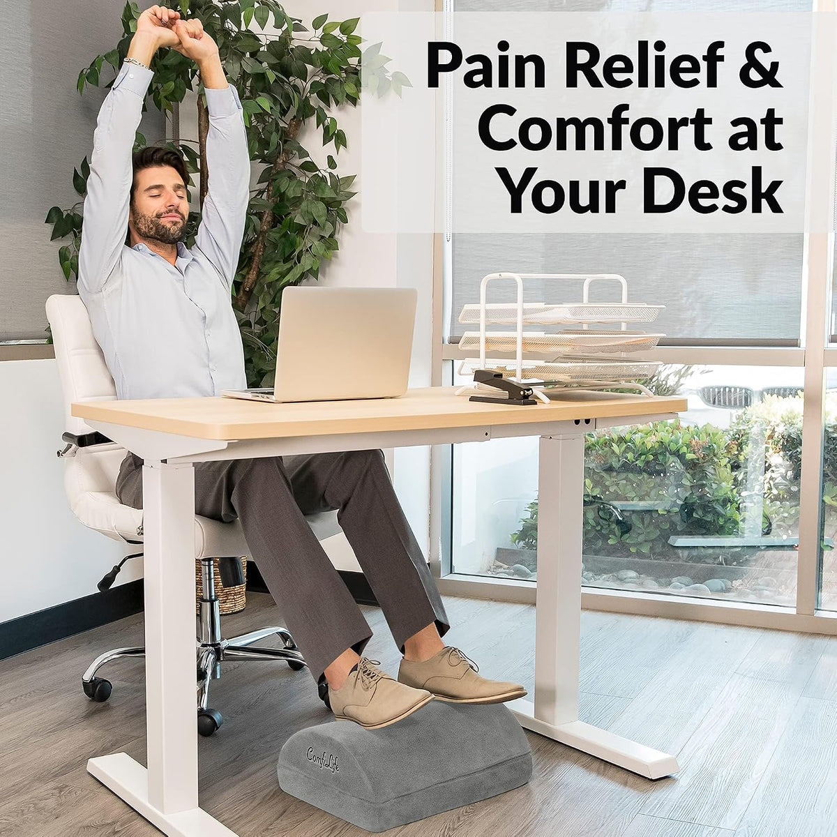 ComfiLife Foot Rest for Under Desk at Work – Adjustable Height Memory Foam Foot Stool for Under Desk, Office Chair & Gaming Chair – Ergonomic Footrest for Back & Hip Pain Relief (Black)