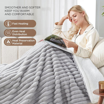 Westinghouse Heated Throw Blanket, 50"x60", Charcoal, ETL Certified