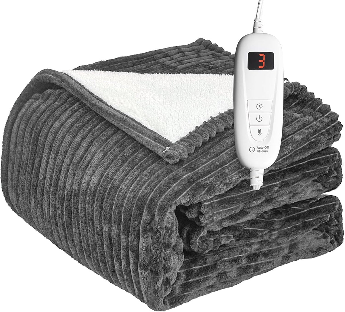 Tefici Heated Blanket Throw,Ultra Soft 2-Layer Flannel Electric Blanket
