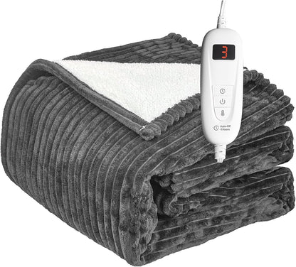 Tefici Heated Blanket Throw,Ultra Soft 2-Layer Flannel Electric Blanket