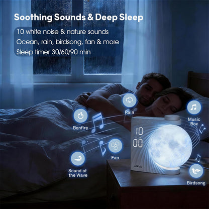 AIRIVO Alarm Clock for Bedrooms, Sunrise Alarm Clock Wake Up Light for Kids Teens, White Noise Sound Machine, Moon Light Dual Alarms for Heavy Sleepers, Night Light Clock for Preppy Room Decor