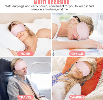 Silk Sleep Mask with Cooling Gel Eye Mask, Warm and Cold Compress, Heated Eye Mask for Tired Eyes, Stain Eye Cover Sleeping Mask for Travel, Home, Office, Yoga, Total Blackout (Black)