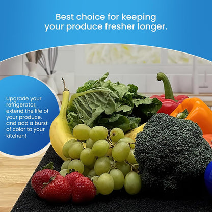 Bluapple FreshMats - Refrigerator Bin Liners, Fridge Drawer Mats - Keeps Produce Fresh Longer, Prevents Bruising, Promotes Air Circulation - BPA-Free Polyurethane Foam - (4-Piece Set, 12"x15", Green)